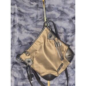 EUC Burberry Khaki Nylon with Metallic Brown Leather Trim Crossbody Bag
